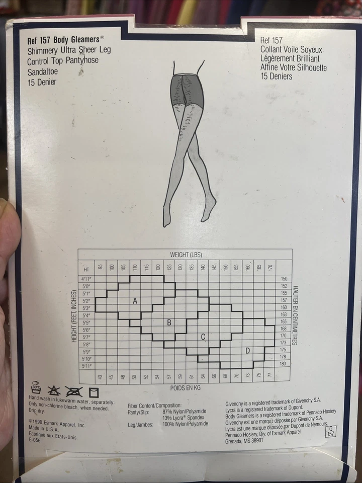 Vintage Givenchy 157 Pantyhose Size B Raspberry Control Top Shimmer Ultra Sheer - Image 2 of 3