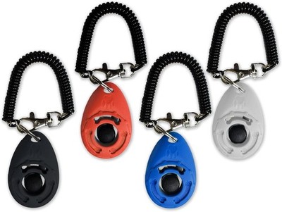 4 Pack Dog Training Clickers with Wrist Bands - Puppy Pet Behavior Aid Tool