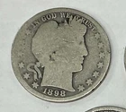 1898 50C Barber Half Dollar 90% SILVER U.S. COIN MONEY CURRENCY SCRAP