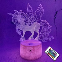 Coopark 3D Einhorn Lampe LED Nachtlicht Mit Fernbedienung, 16 Farben WäHlbar