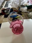 Fenton Cranberry 8.5” Glass Basket Marked