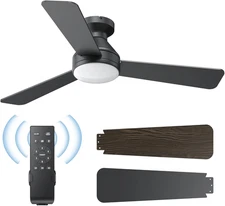 Ceiling Fans with Lights, 42 Inch Ceiling Fan with Light and Remote, 3CCT Flush 