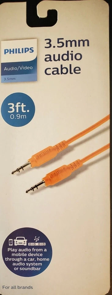 Cable de audio Philips 3,5 mm 3 pies - negro/rosa/naranja Foto 2 de 3