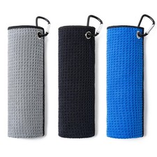 Husfunov 3 Pack Golf Towels 16" X 16" with Carabiner Clip,Microfiber Fabric ...