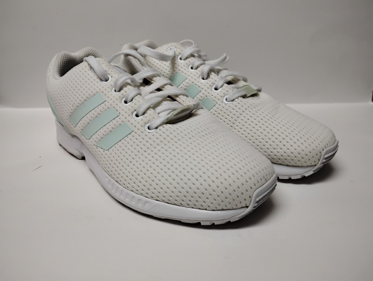 Adidas ZX Flux White Light Green Mesh Womens Athletic Shoes Size 8