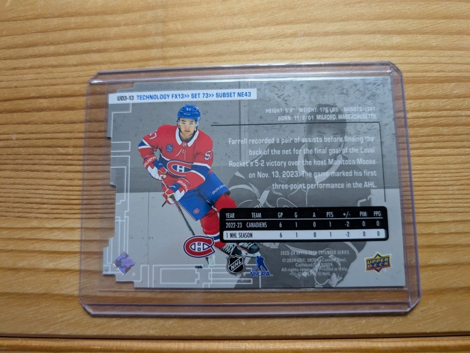 2023-24 Upper Deck Extended Series UD3 Rookies Sean Farrell #UD3-13 - Image 2 of 2