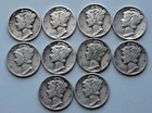 Lot Of 10 - Silver Mercury Dimes - Various Dates As Shown