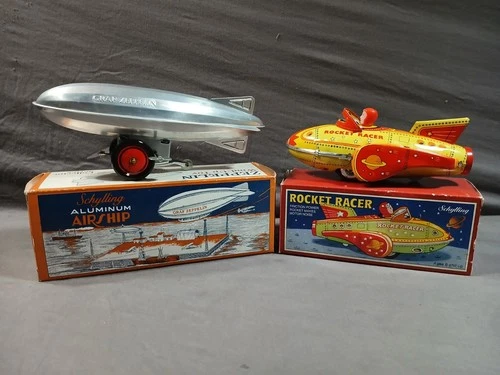 Schylling lot of 2 collector series Aluminium Airship Zeppelin Rocket Racer tin