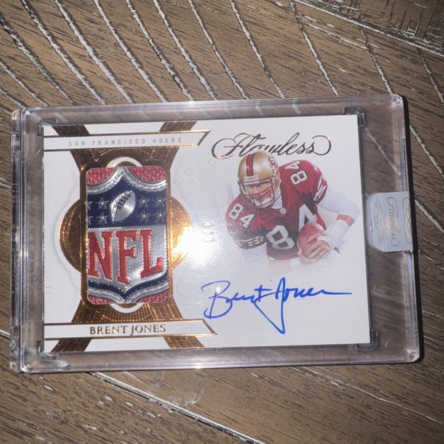 2025 Panini Flawless Brent Jones Patch Auto NFL Shield Bronze 1/4 BOOK END 49ers