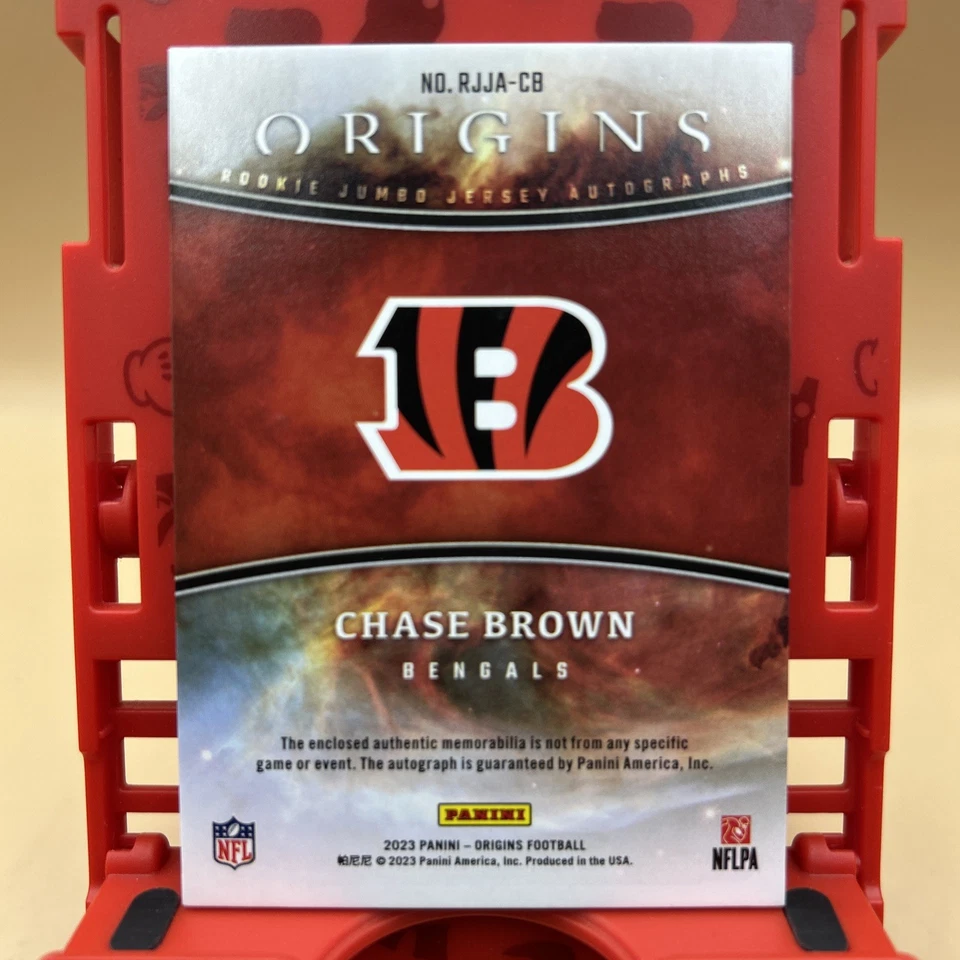 2023 Origins- Chase Brown Jumbo Rookie Patch Auto RPA Bengals RC #RJJA-CB 31/49 - Image 4 of 4