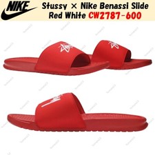 Stussy Nike Benassi Slide Red White CW2787-600 Men's Size