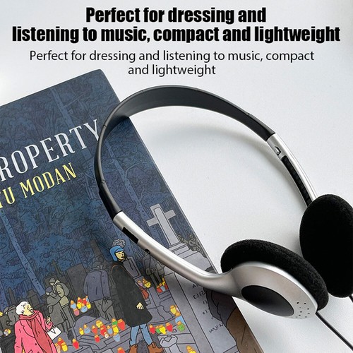 3.5mm Wired Headphones On Ear Lightweight Retro Headset Earphones with 4ft. Cord - Picture 4 of 17