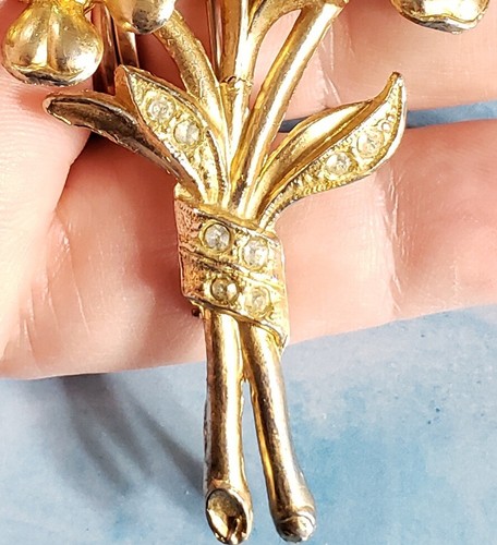 Antique Large Art Nouveau Flower Brooch Early 1900s 3.5" Green Rhinestones fb1-1 - Picture 8 of 9