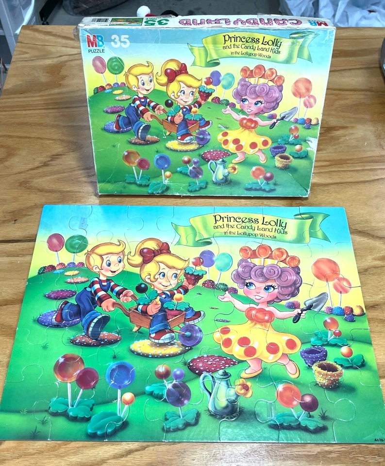De colección Milton Bradley 35 piezas Juego Puzzle Candy Land Theme 1985 Edades 2-6; 22" x 17" Foto 3 de 4