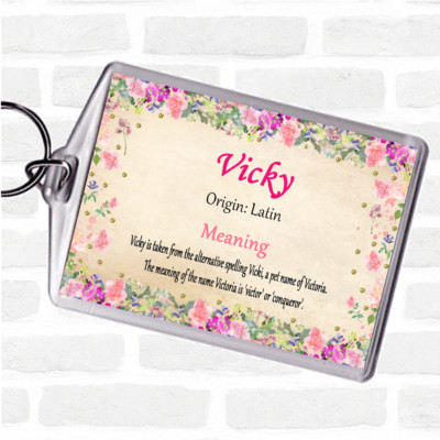 Vicky Name Bedeutung Taschenanhänger Schlüsselanhänger Schlüsselring Floral