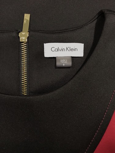 Calvin Klein Sleeveless Burgundy & Black Scuba Cocktail Dress ~ Women’s 8 - Picture 6 of 7