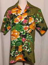 Penneys Hawaii 60s Floral Colorful Hawaiian Shirt Sz M