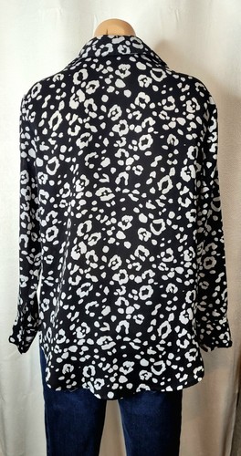 Zara Black Sheer Button Up Animal Print Long Sleeve Top Sz M - Picture 4 of 8