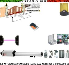 CANCELLO ELETTRICO 1 ANTA 2 MT KIT AUTOMATISMO 1 MOTORE 220 V FOTOC FARO RADIOCO