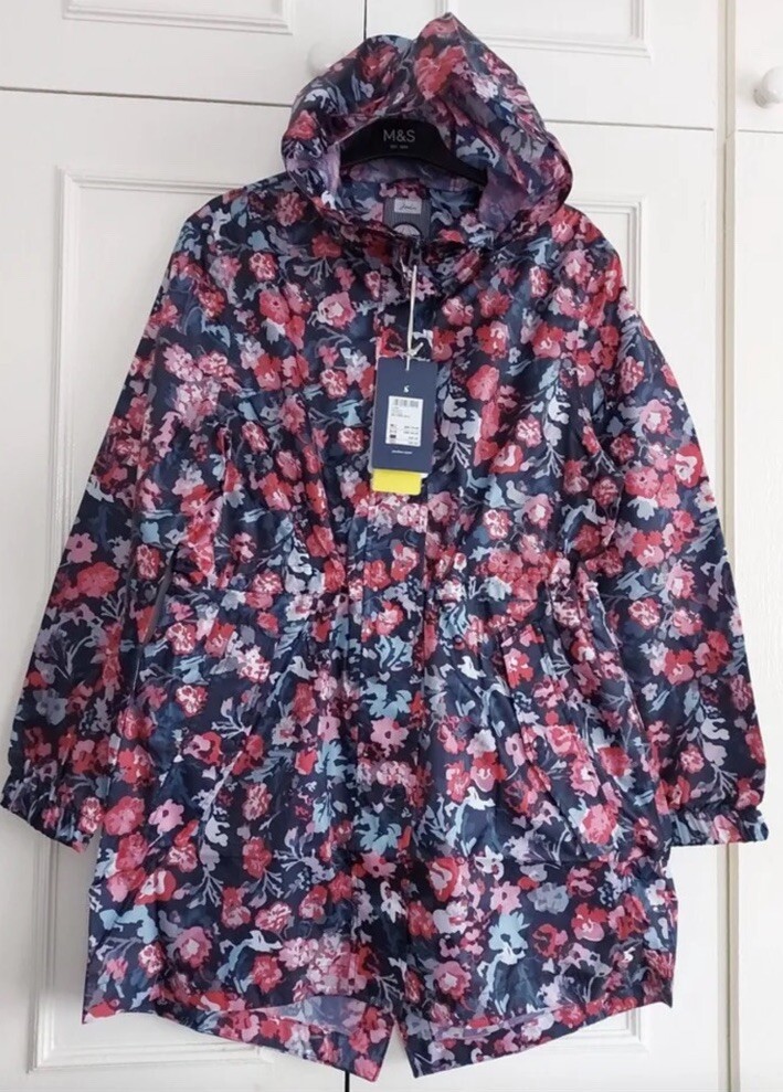 Joules Golightly Printed Waterproof Packaway Jacket- Navy Floral
