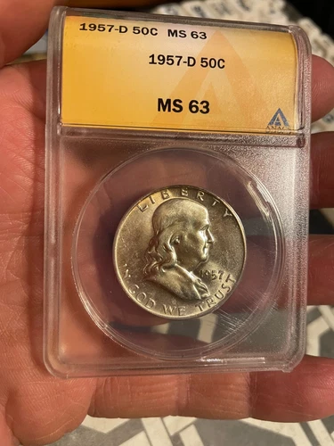 1957 D FRANKLIN HALF DOLLAR MS-63