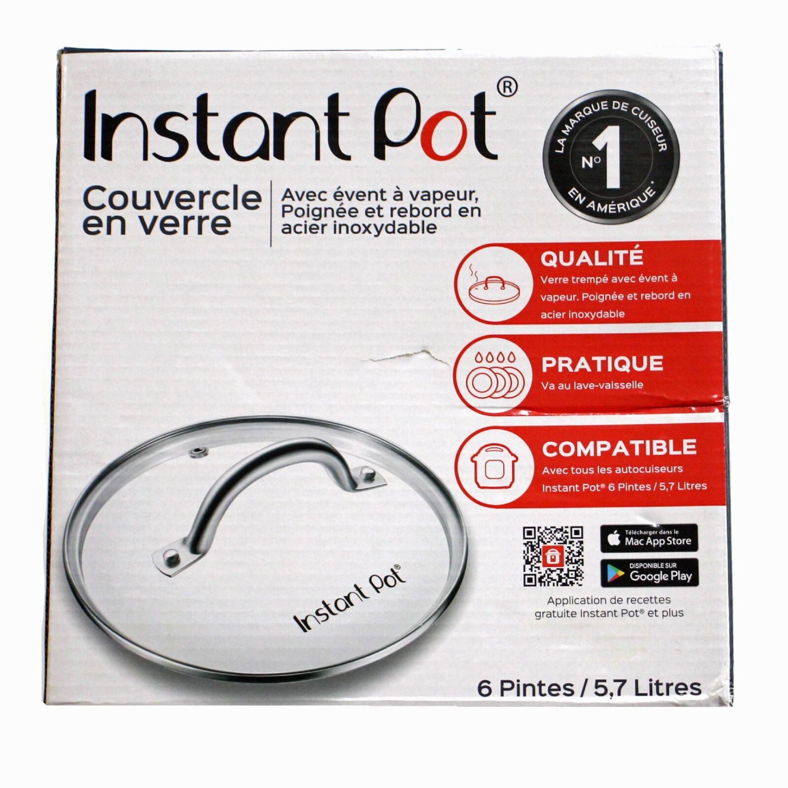 Instant Pot 6 Quart 5.7L Clear Tempered Glass Lid Replacement-image