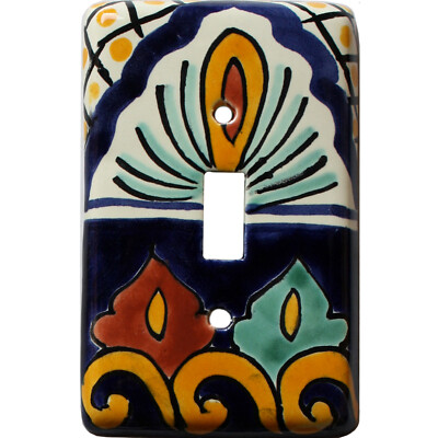 TalaMex Mexican Ceramic Wall Plate Camelia Single Toggle Switch Plate