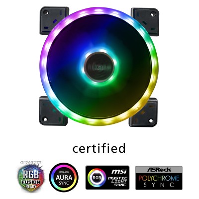 Akasa Vegas TLY 140 mm 1200 1/min doppelseitiger adressierbarer RGB LED-Lüfter, AK-FN103