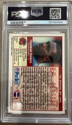 ๐ฅ1989 Pro Set Thurman Thomas Rookie #32 Buffalo Bills HOF RC PSA 9 FREE Ship - Picture 2 of 2