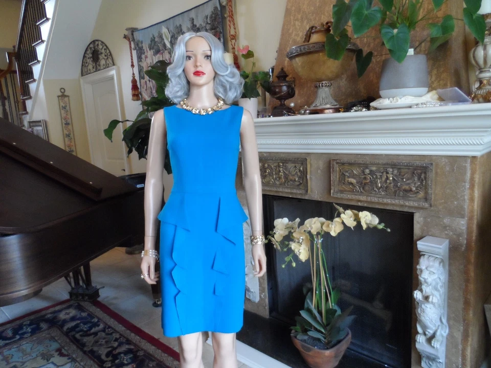 Emilio Pucci Light Blue Sheath Dress w/Front Ruffle Detail Size XS - Image 2 of 4
