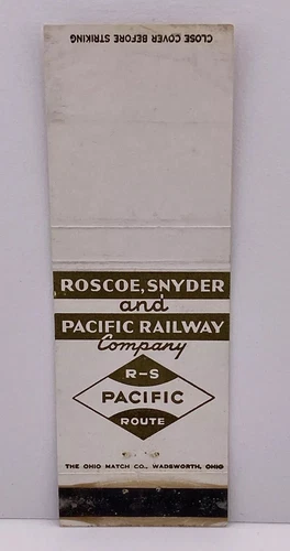 Roscoe, Snyder And Pacific Railway Matchbook Cover