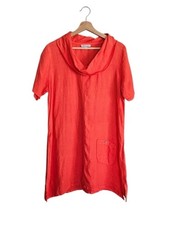 Patchington Shirt Dress 100% Linen Coral Bohemian Lagenlook Anthro Festival...