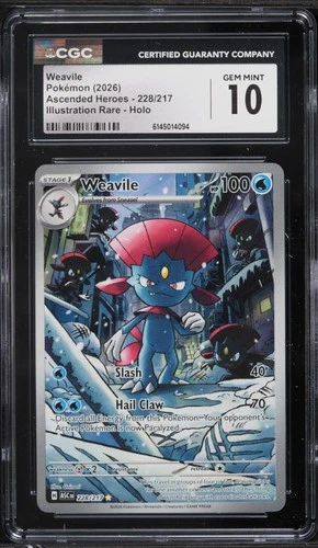 CGC 10 ENGLISH Weavile 228/217 IR Holo Ascended Heroes Pokemon