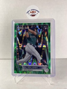 2022 Topps Chrome Cal Raleigh #149 Green Wave Refractor /99 (RC) Rookie Card