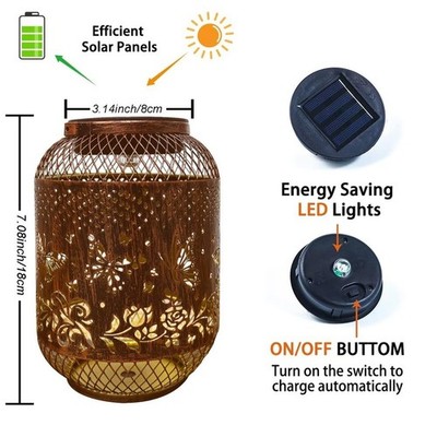 Outdoor wasserdichte Solar Laterne verziertes Metall Design volle Ladung Laufzei