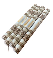 4 Vtg Wallpaper Rolls Gold Pre-pasted Coverage 72 Sq. Ft. Per Roll Washable Dbl