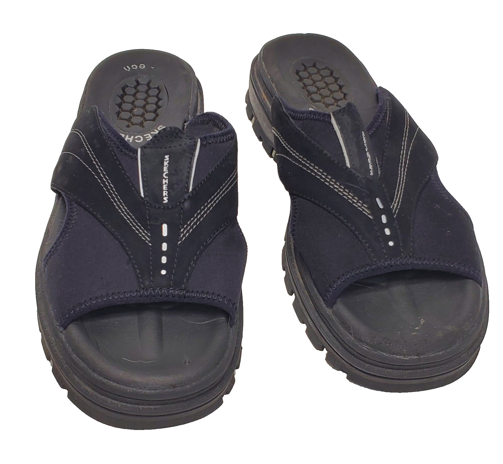 Skechers Chunky Black Platform Sandals G TECH Size 11 (12")