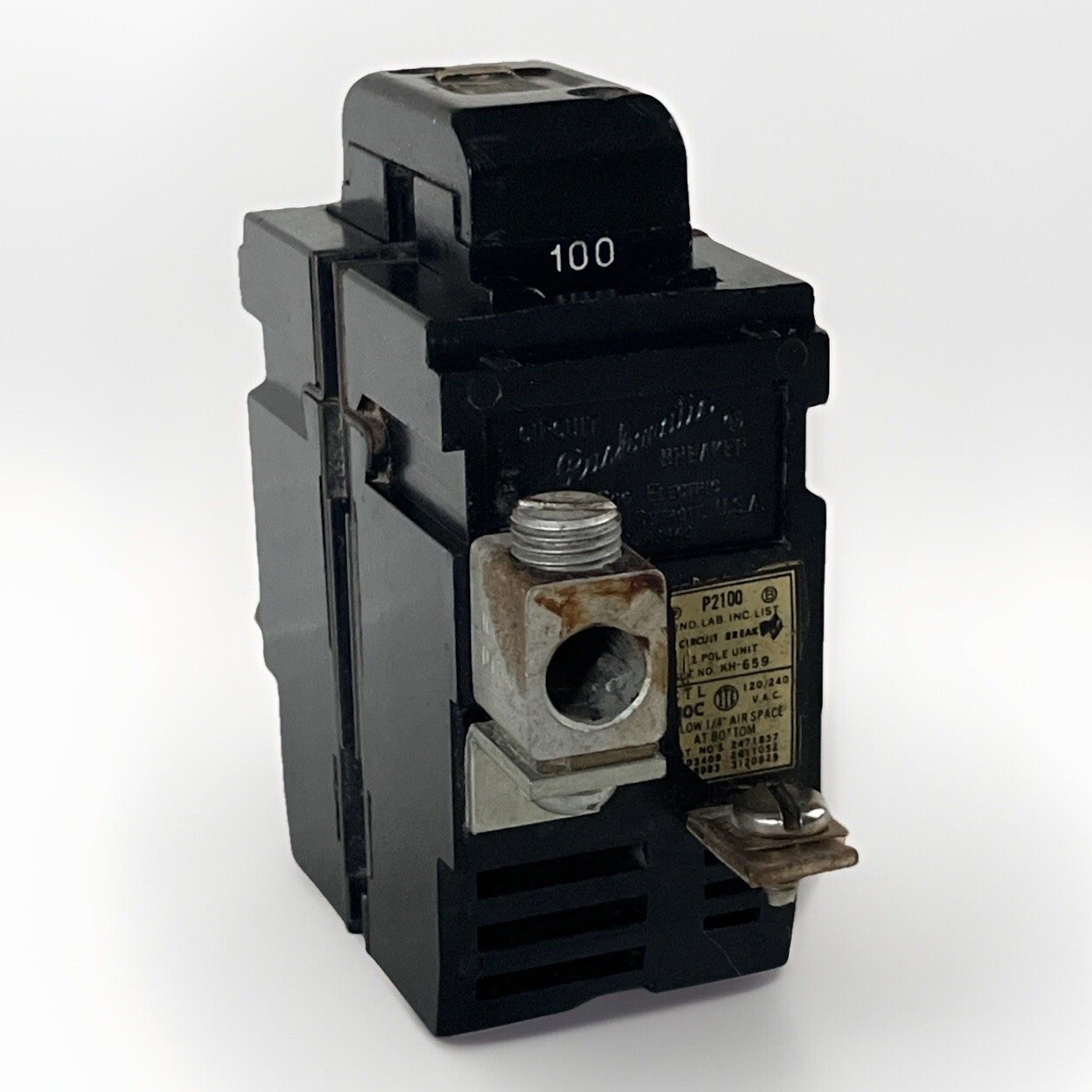 100 Amp Pushmatic Bulldog P2100 MAIN Breaker 2P 11200W  W2100 Square lug used