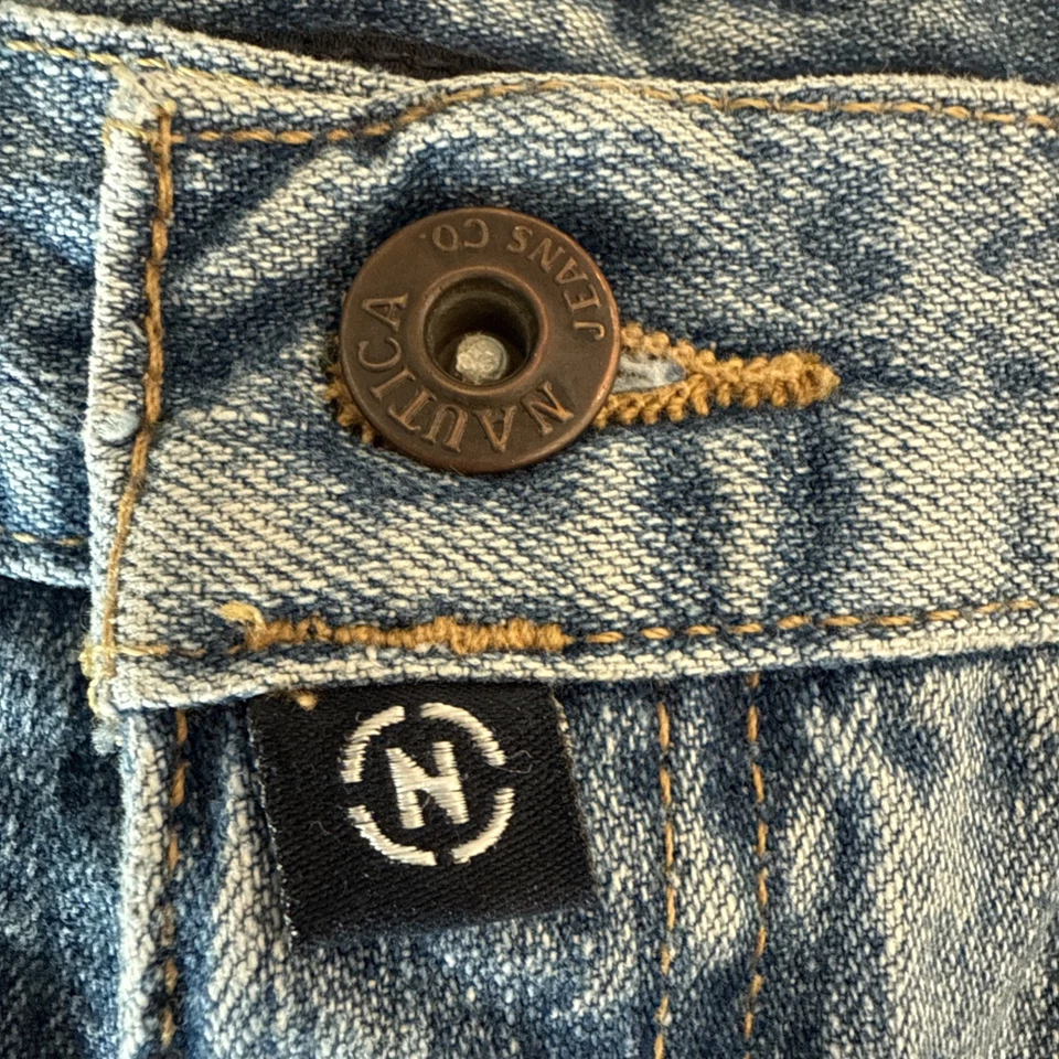 Pantalones Cortos De Colección Años 90 Nautica Azul Lavado Denim Tiro Alto Jean Bolsillos Cremallera Para Mujer Talla 10 Foto 4 de 4