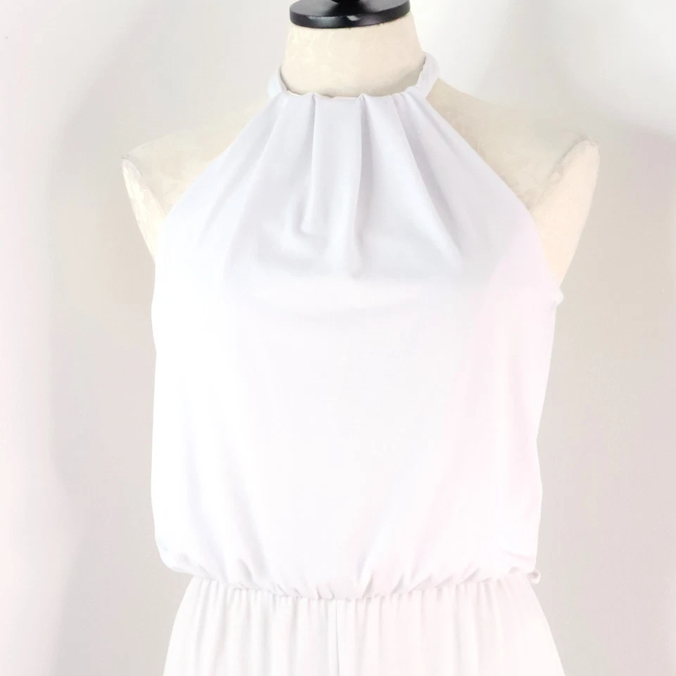 Новый тела Central женщин L Y2K белый эластичной широкие ноги с бретелью через шею галстук комбинезон - Изображение 4 из 4