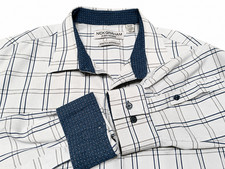 Nick Graham Everywhere Stretch Modern Fit Men XL Blue Plaid Button Up L/S Shirt