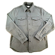 J. Crew Charcoal houndstooth check Sz M Seaboard Soft Knit Poly blend shirt