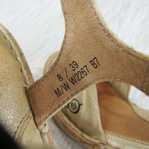 Born size 8 Shimmery Gold Tan Twist Front Jute Platform Wedge Heel Sandals EUC - Picture 8 of 9