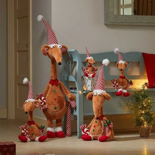 Christmas Gingerbread Rat Decoration Large Soft Plush Home Xmas Decor Large