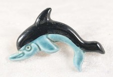 Poole Pottery Dolphin shaped brooch 2 inches long marine animal LOT B