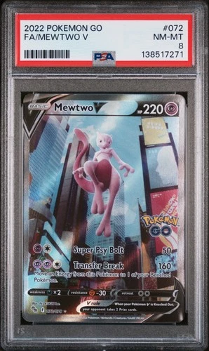 2022 POKEMON GO #072 FULL ART/MEWTWO V PSA 8