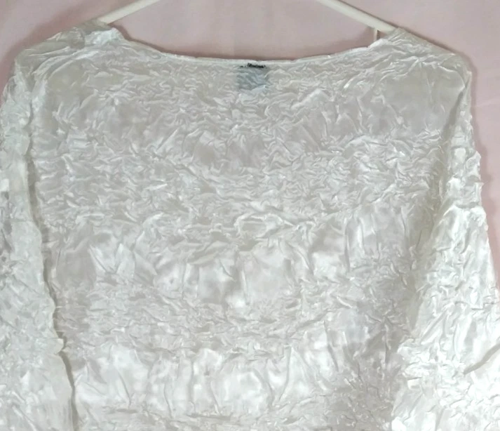 Origami Magic Bufanda Mujer Elástica Blanca Volantes Blusa Talla XL-3X Foto 4 de 4