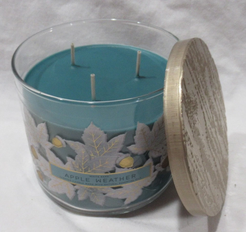 White Barn Bath & Body Works Juego de 2 velas perfumadas de 3 mechas APPLE WEATHER Foto 3 de 4