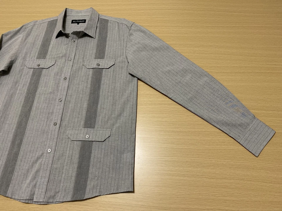 Alpha 60 Mens Shirt Size Large Front Button Long Sleeves Polo Casual w/ Pockets - image 4 of 4