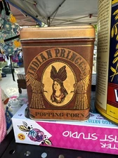 Indian Princess Popping Corn Empty Tin JL Clark Mfg Rockford IL Native American 